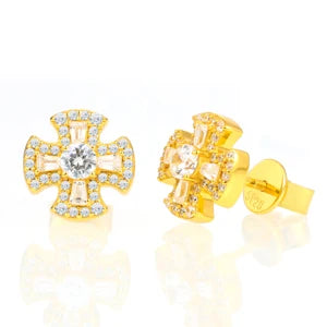 Moissanite Cross Stud Earrings for Men