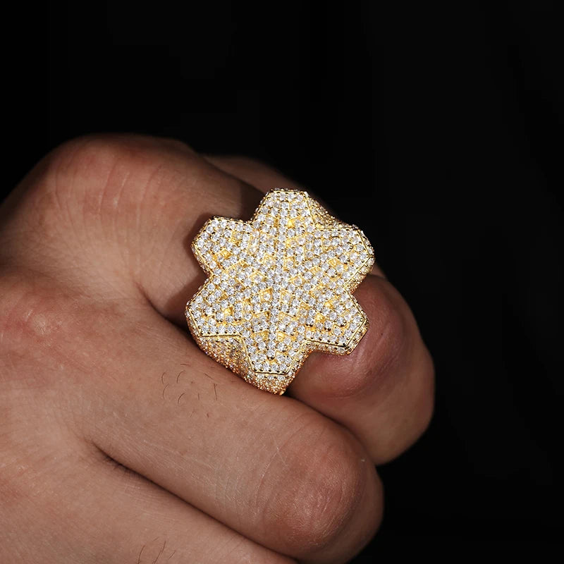 Iced Out Snowflake Ring for Men, image 4