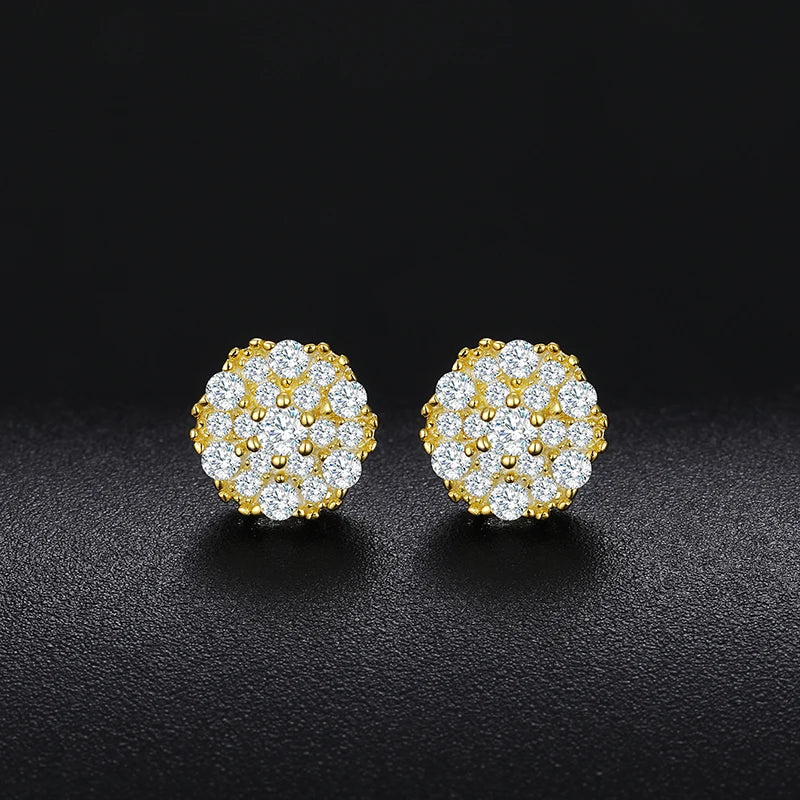 Moissanite Round Cluster Stud Earrings