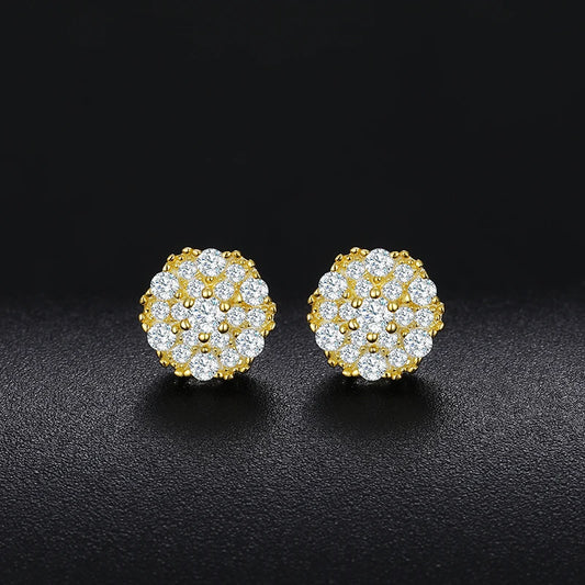Moissanite Round Cluster Stud Earrings