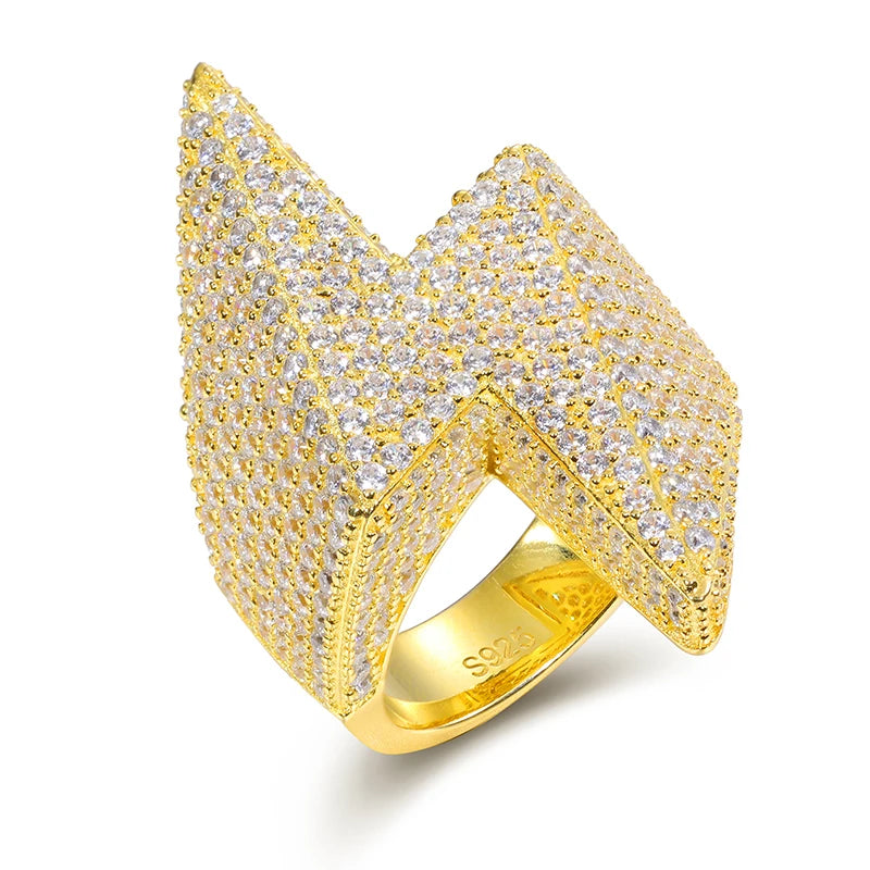 Iced Out Lightning Bolt Ring for Men