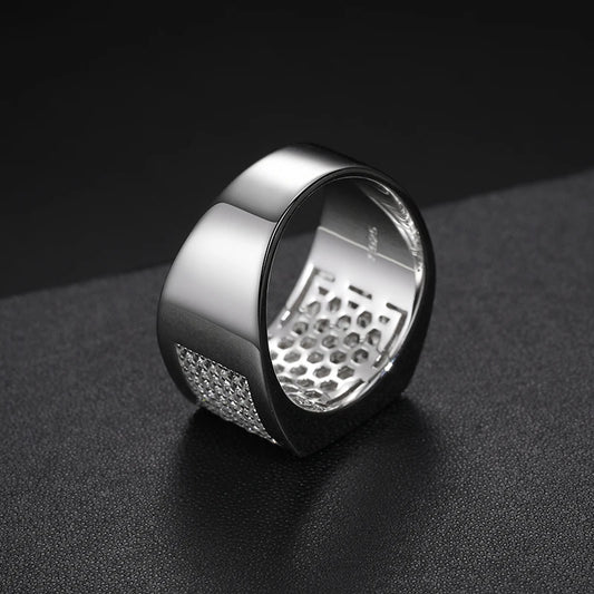 Iced Out Moissanite Square Signet Ring for Men, image 6