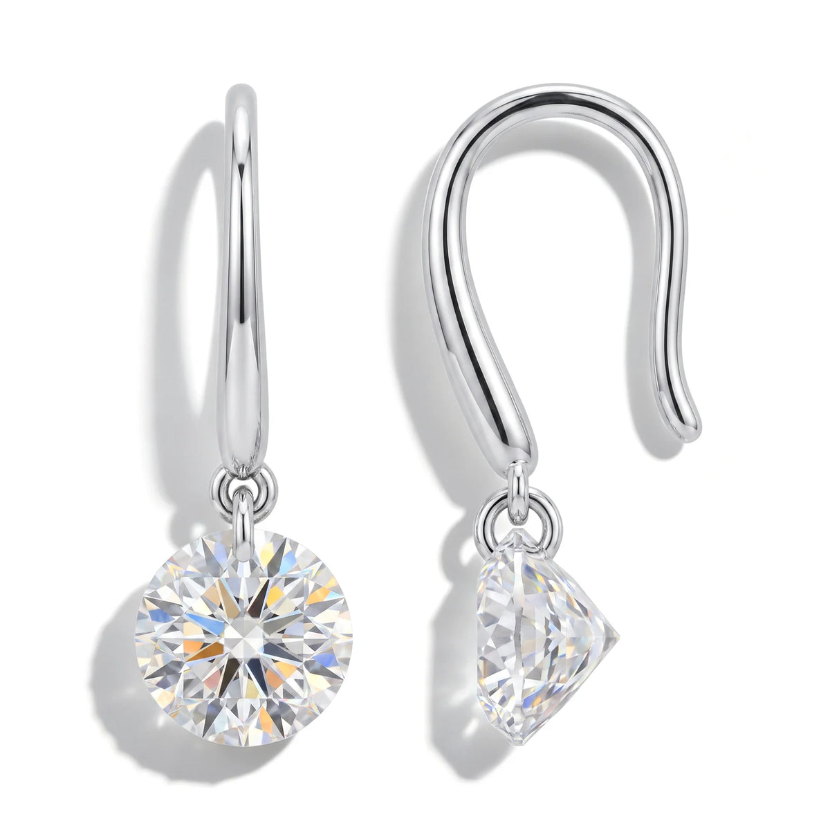 Moissanite U-Shaped Drop Hoop Earrings