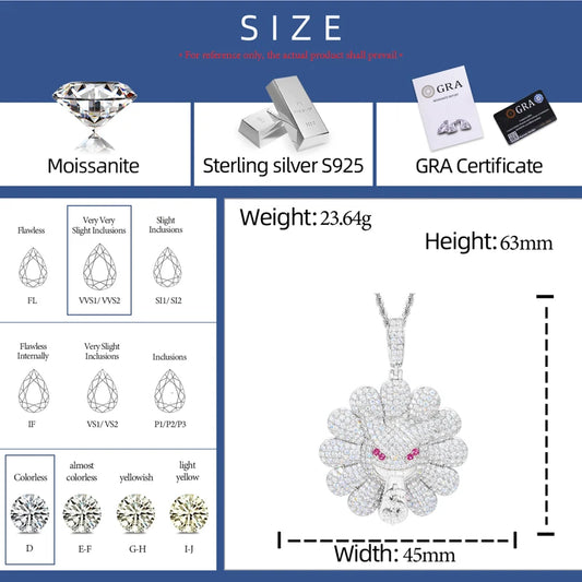 Iced Out Ghost Flower Pendant for Men, image 3