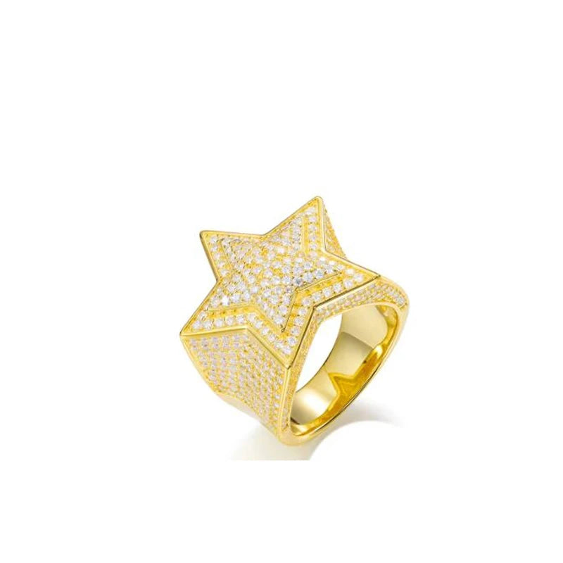 Iced Out Star Ring for Men, image 7