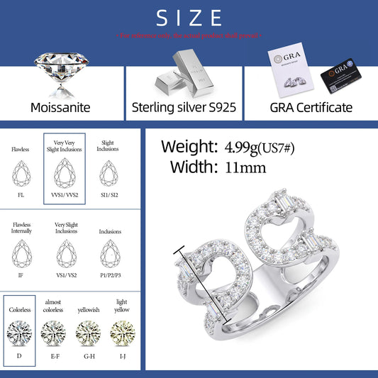Moissanite Double Horseshoe Open Ring, image 4