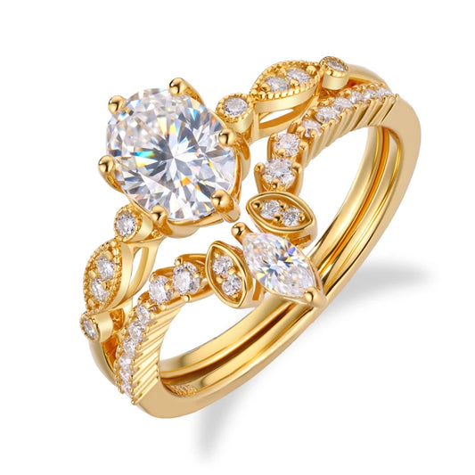 Oval Cut Moissanite Twist Ring Set, image 8