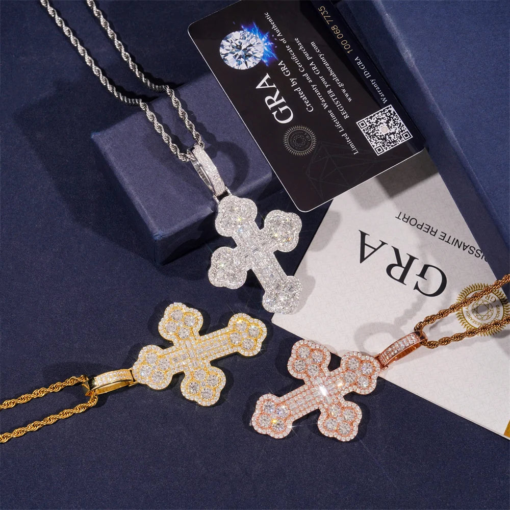 Flower Cross Pendant Necklace for Men, image 2