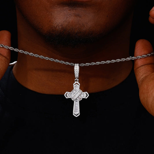 Iced Out Baguette Cross Pendant for Men, image 6