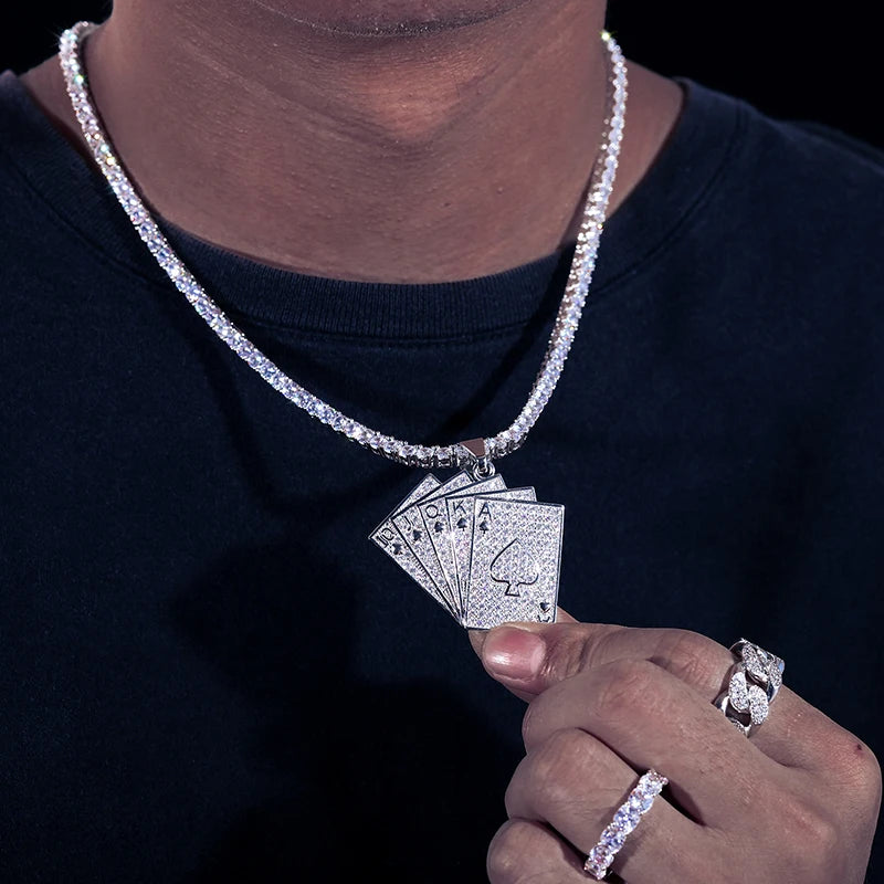 Iced Out Poker Card Pendant for Men, image 7