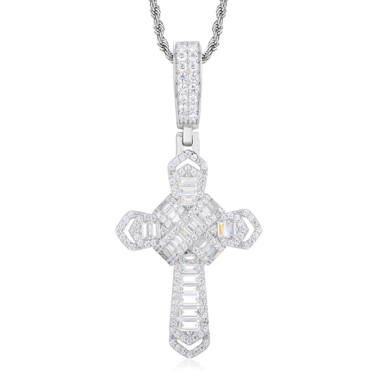 Iced Out Baguette Cross Pendant for Men