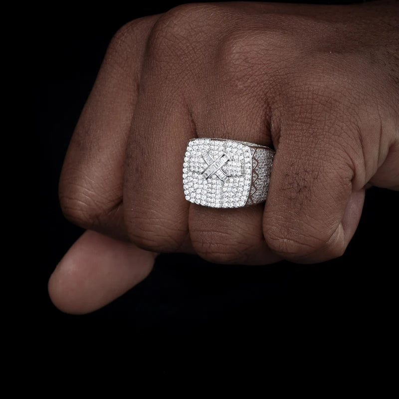Iced Out Cross Band Ring for Men, image 6