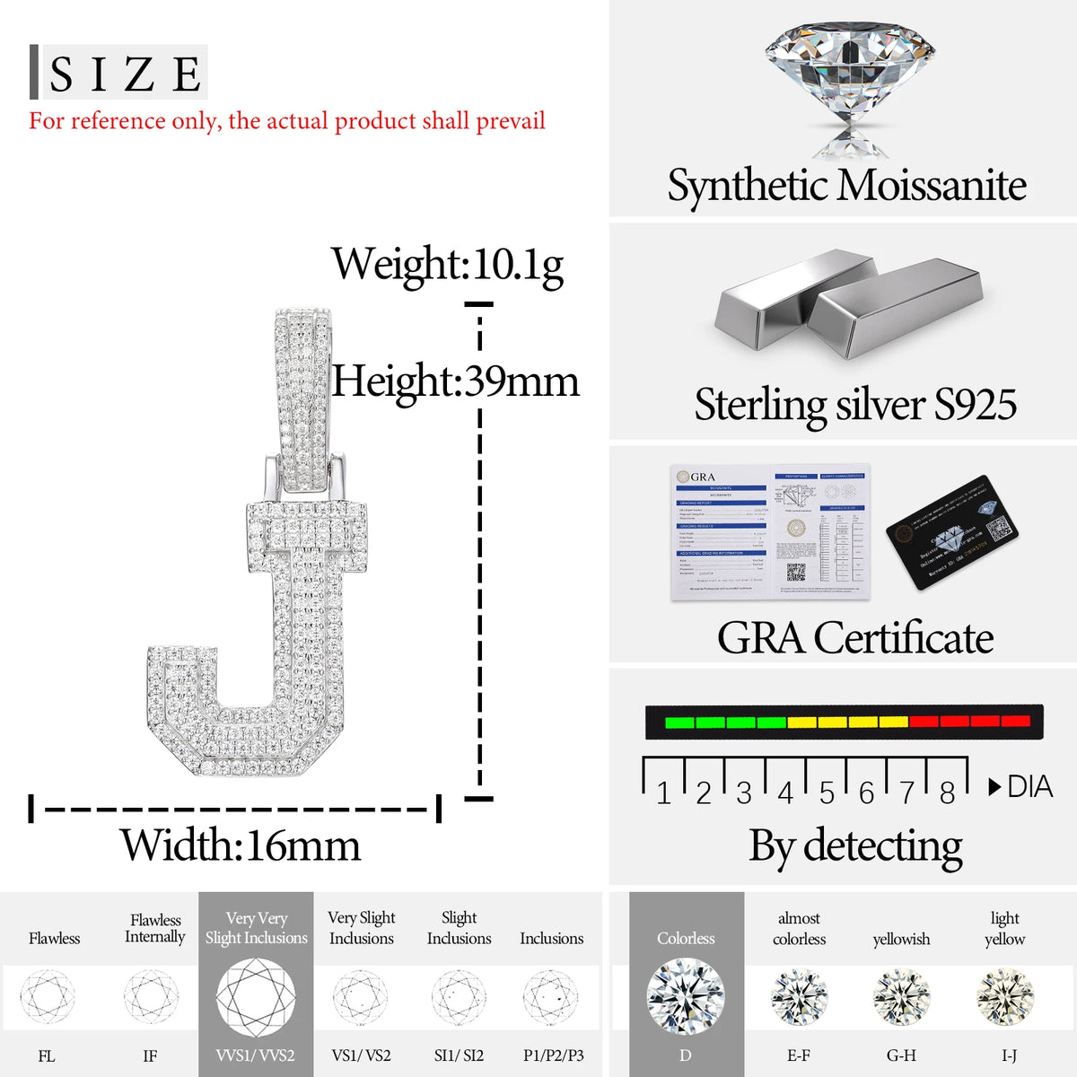 Moissanite Initial Pendant for Men, image 56
