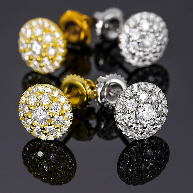 Moissanite Pave Dome and Solitaire Stud Earrings, image 5