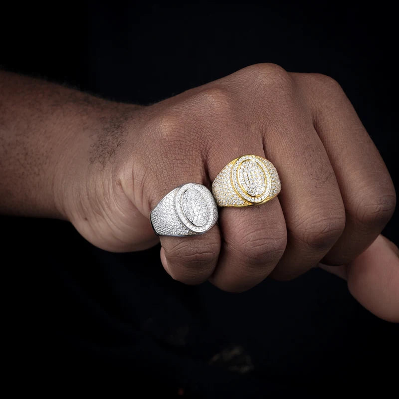 Iced Out Cross Signet Ring for Men, image 4