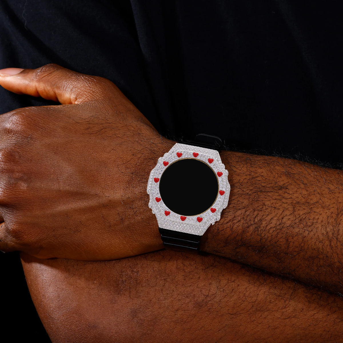 Iced Out Red Heart Watch Bezel, image 7