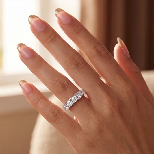 Iced Out Moissanite Half Eternity Band Ring, image 6