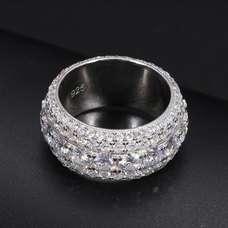 Three Row Pave Moissanite Band Ring for Men, image 4
