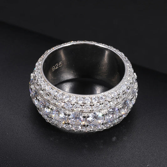 Three Row Pave Moissanite Band Ring for Men, image 4
