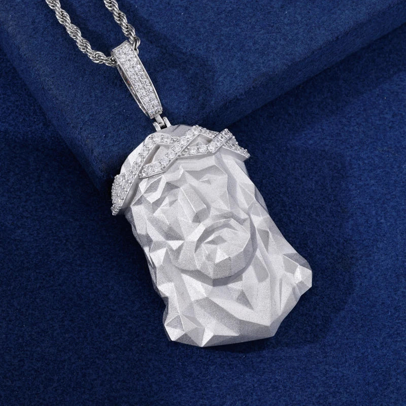 Iced Out Jesus Head Pendant Necklace for Men, image 5