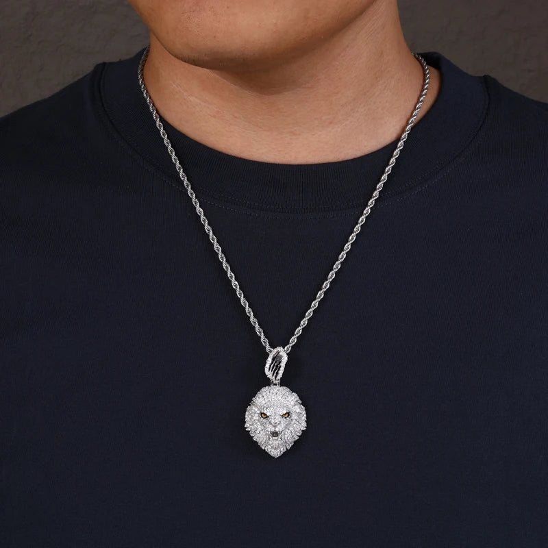 Iced Out Lion Head Pendant Necklace for Men, image 5