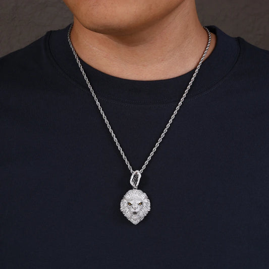 Iced Out Lion Head Pendant Necklace for Men, image 5