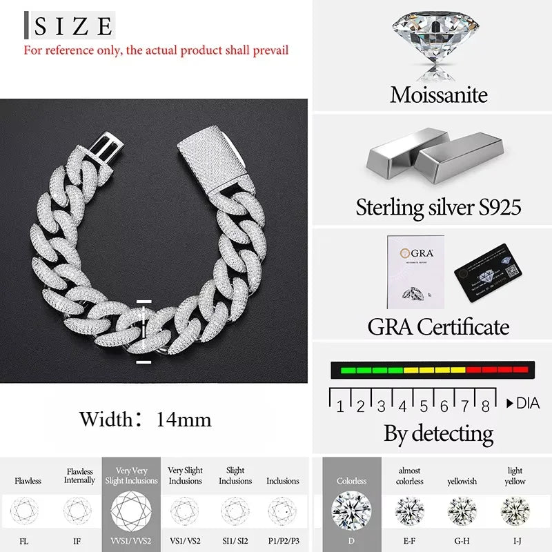 14mm Iced Out Cuban Link Bracelet for Men, image 7