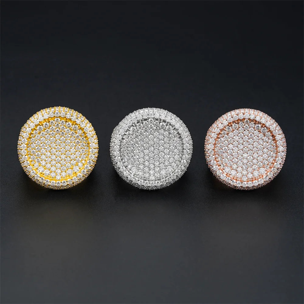 Iced Out Round Signet Ring for Men