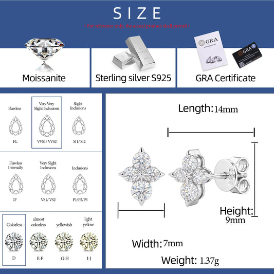 Round Cut Moissanite Cross Cluster Stud Earrings, image 4