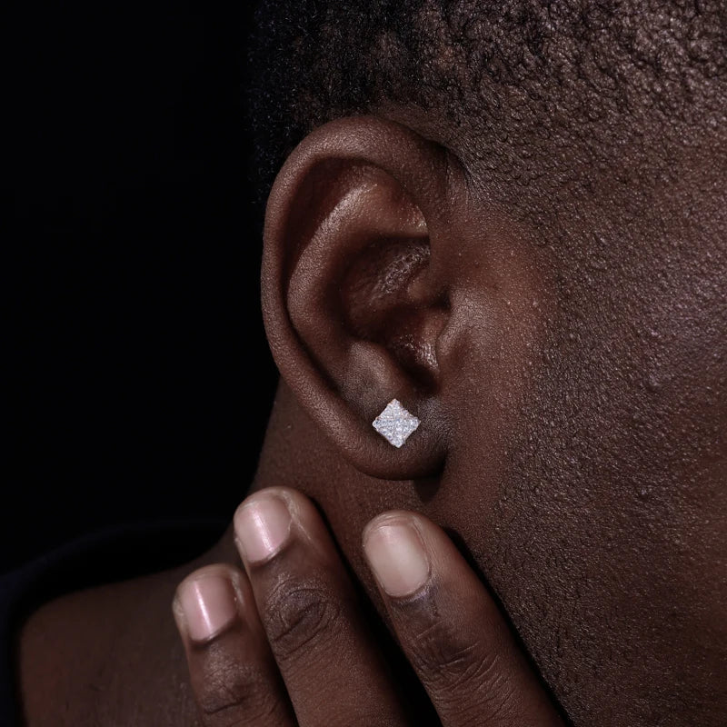 Iced Out Moissanite Cross Stud Earrings for Men, image 7