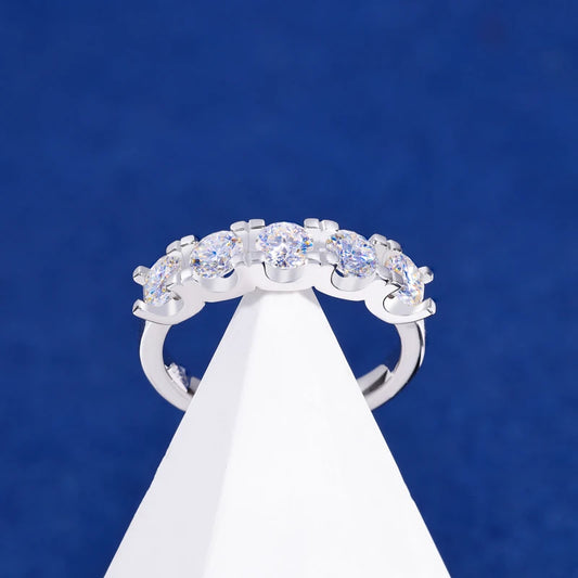 Iced Out Moissanite Half Eternity Band Ring, image 5