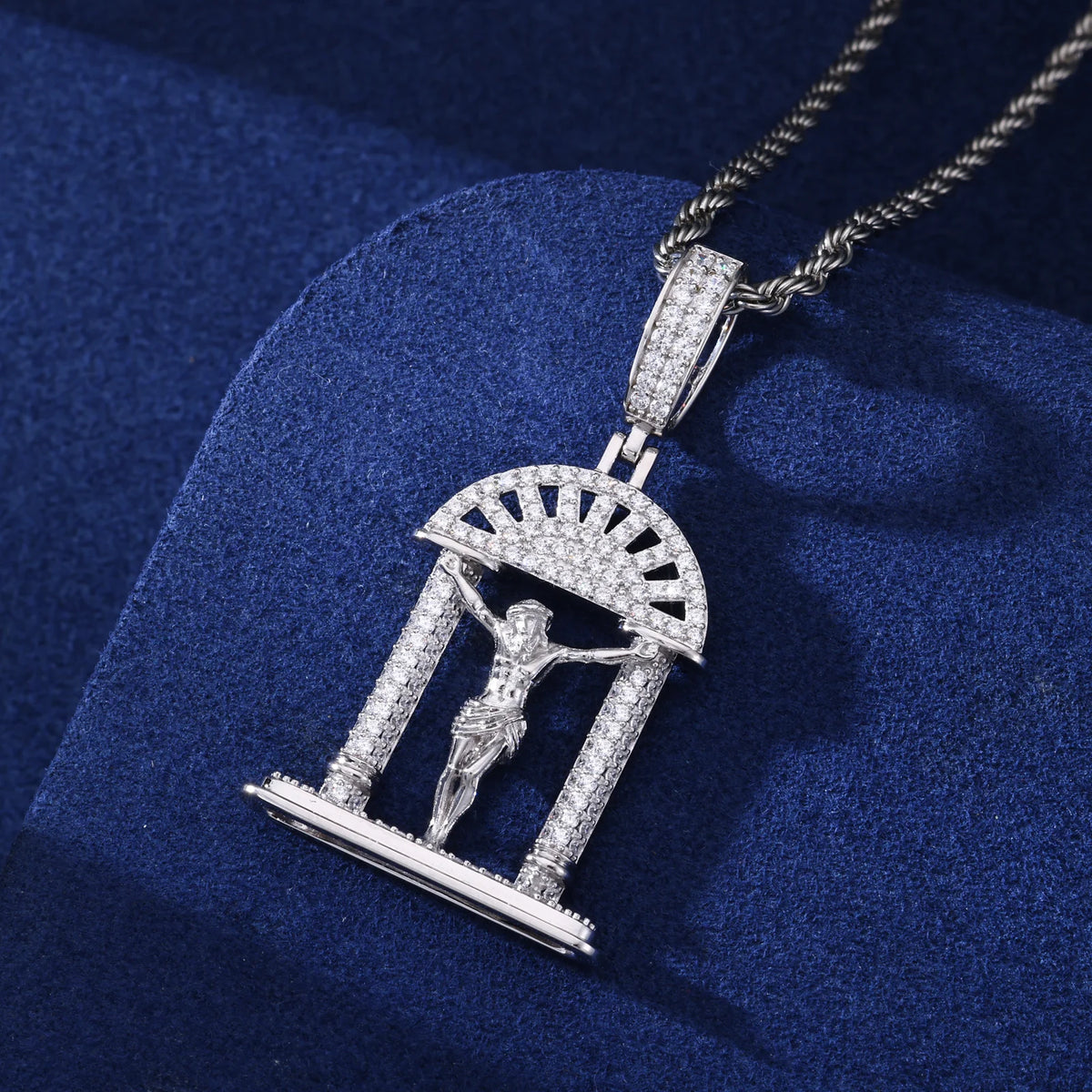 Iced Out Crucifix Arch Pendant Necklace for Men, image 5