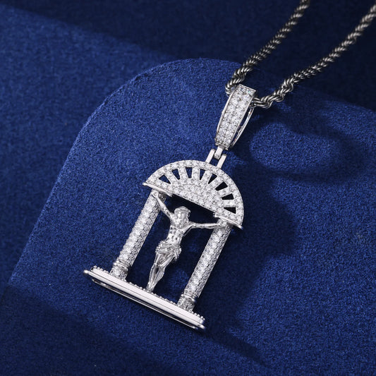 Iced Out Crucifix Arch Pendant Necklace for Men, image 5