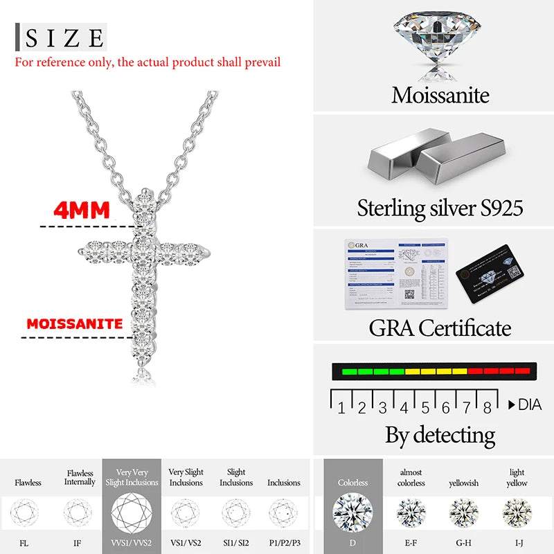 Moissanite Cross Pendant Necklace, image 8