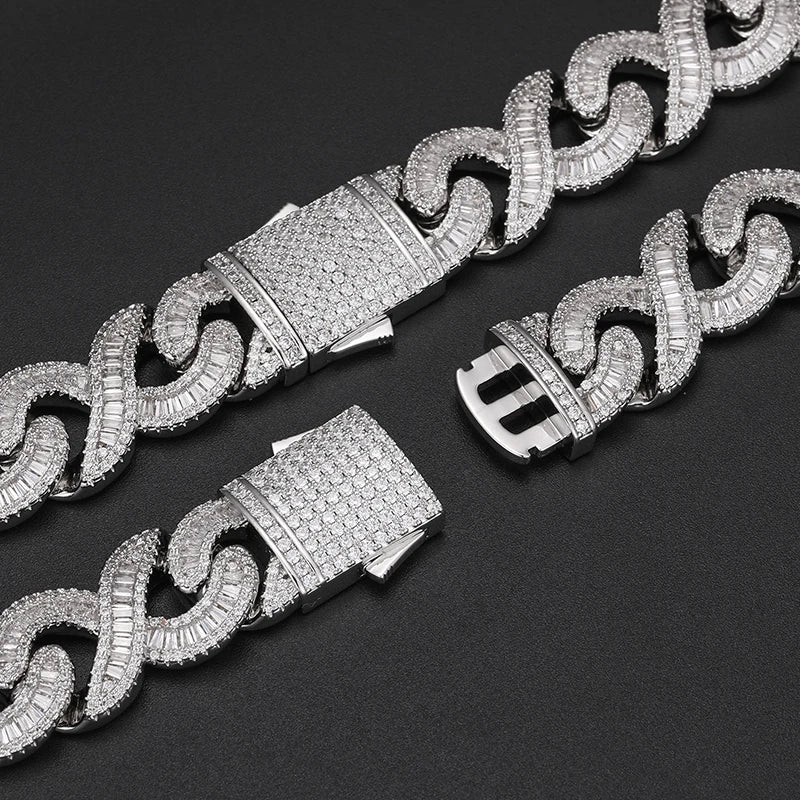 Iced Out Infinity Link Necklace or Bracelet for Men