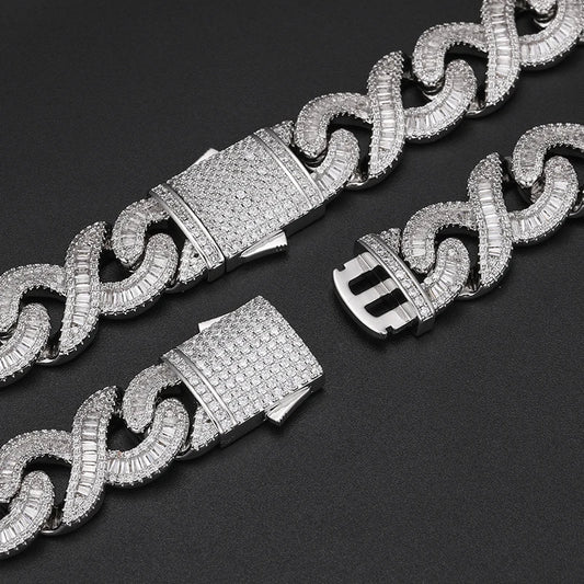 Iced Out Infinity Link Necklace or Bracelet for Men