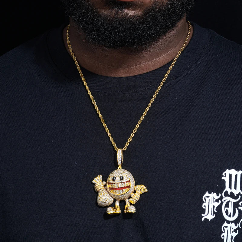 Iced Out Money Bag Character Pendant Necklace for Men, image 6