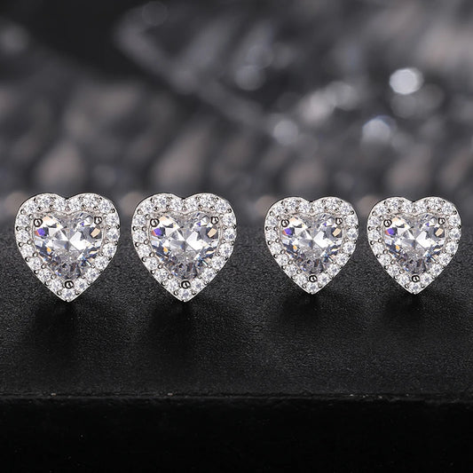 Moissanite Pave Heart Stud Earrings, image 4