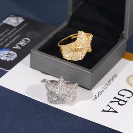 Iced Out Star Ring for Men, image 6