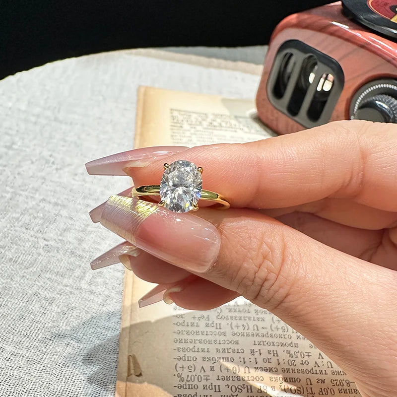 Oval Cut Moissanite Solitaire Ring, image 5
