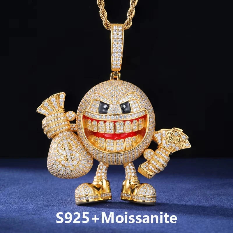 Iced Out Money Bag Character Pendant Necklace for Men, image 9