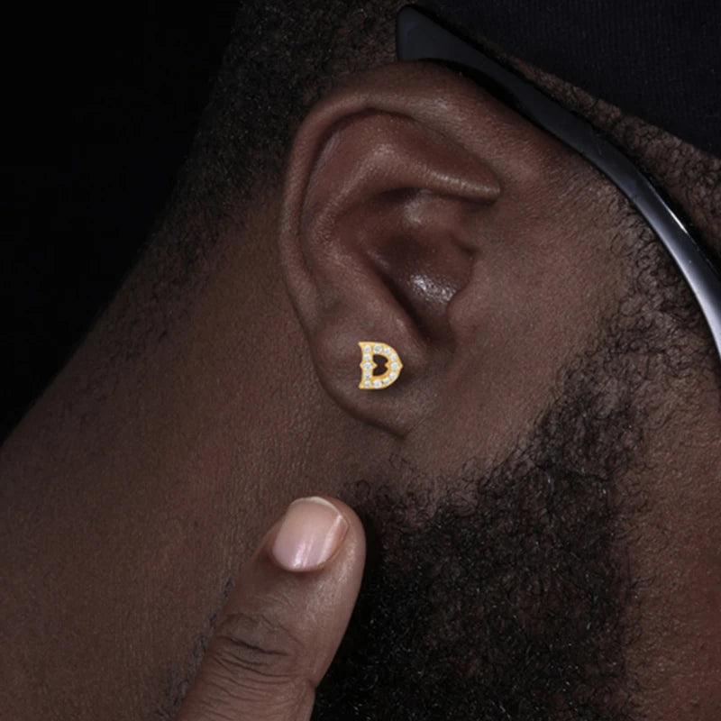 Iced Out Letter D Stud Earrings, image 6