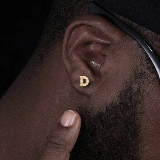 Iced Out Letter D Stud Earrings, image 6