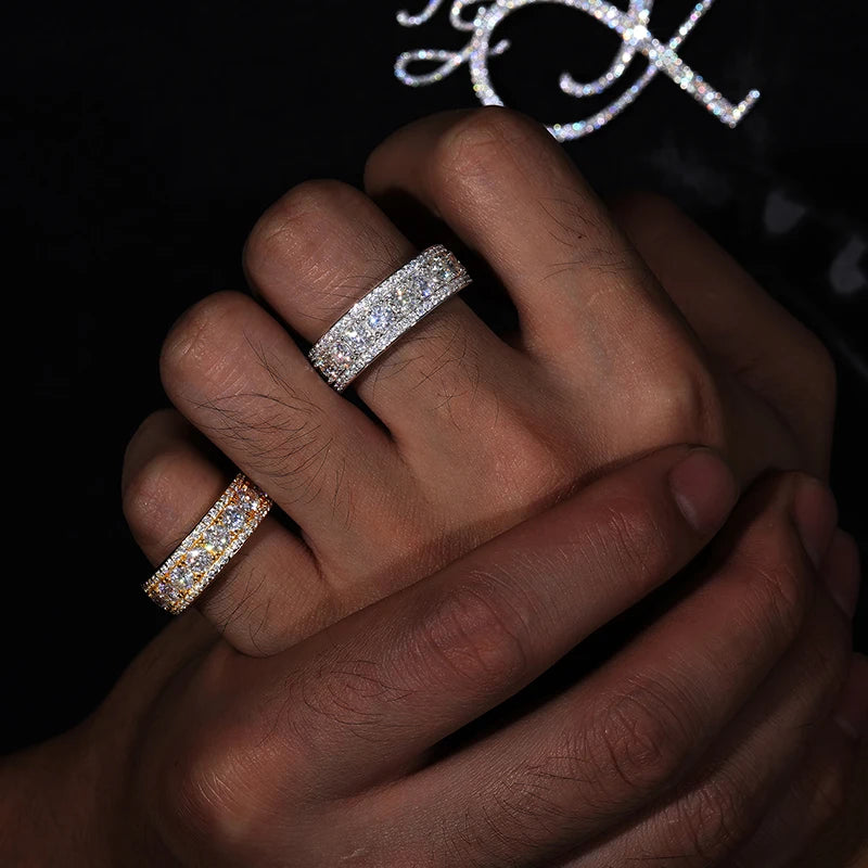 Iced Out Moissanite Wide Band Pave Ring for Men, image 7