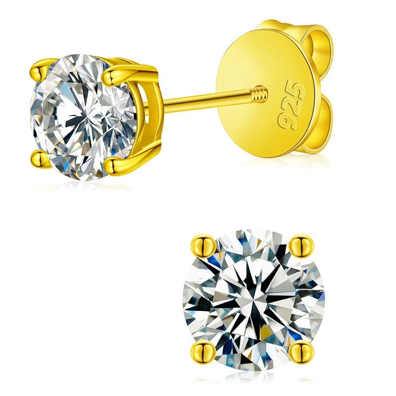 Moissanite Pave Dome and Solitaire Stud Earrings, image 8