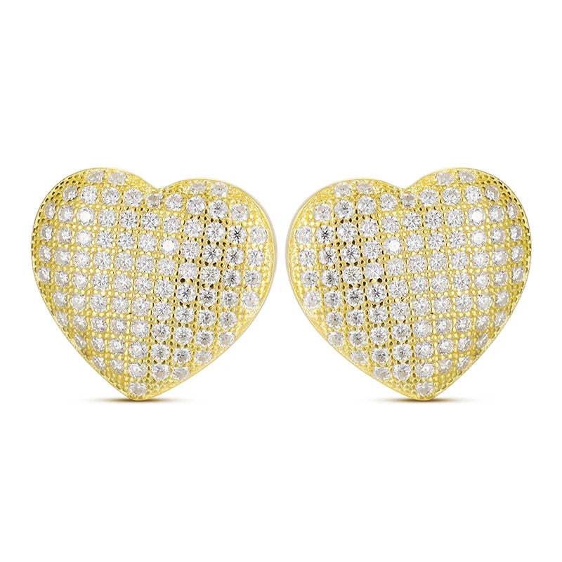 Pave Heart Stud Earrings, image 2