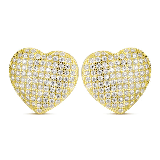 Pave Heart Stud Earrings, image 2