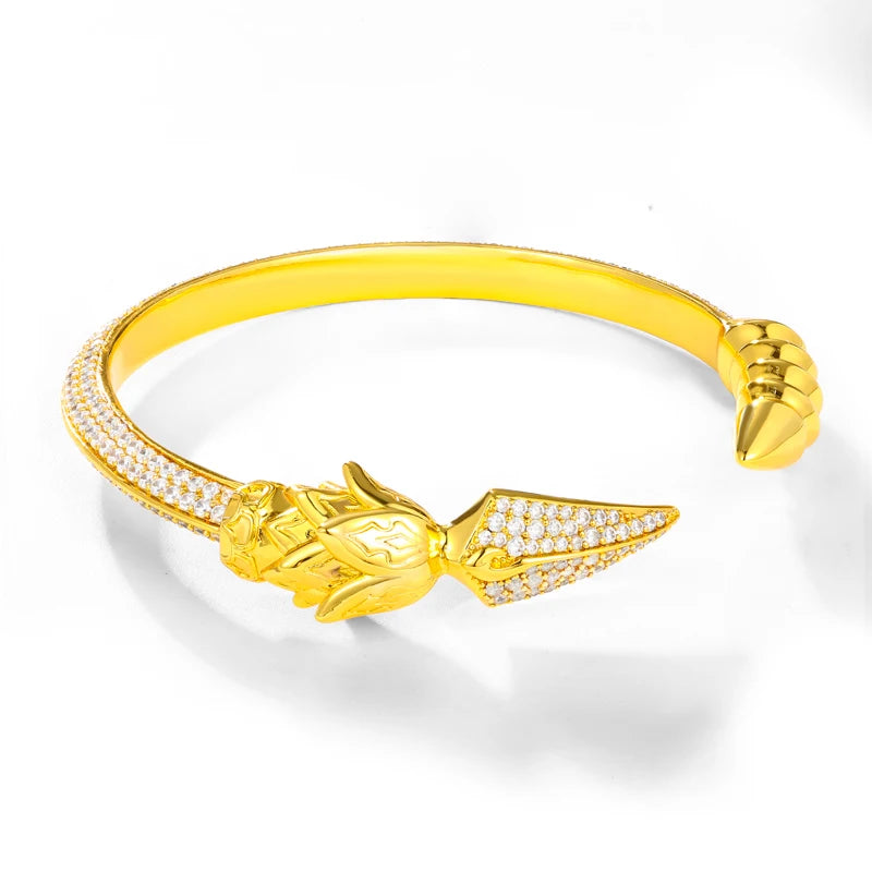 Iced Out Winged Spear Open Bangle