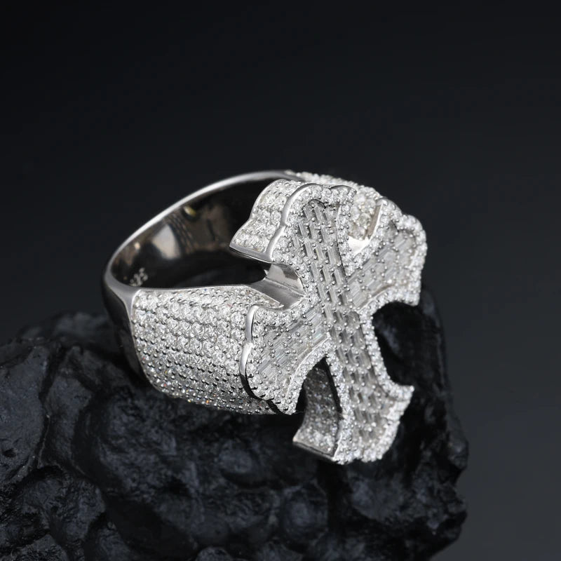 Iced Out Cross Ring for Men, image 5