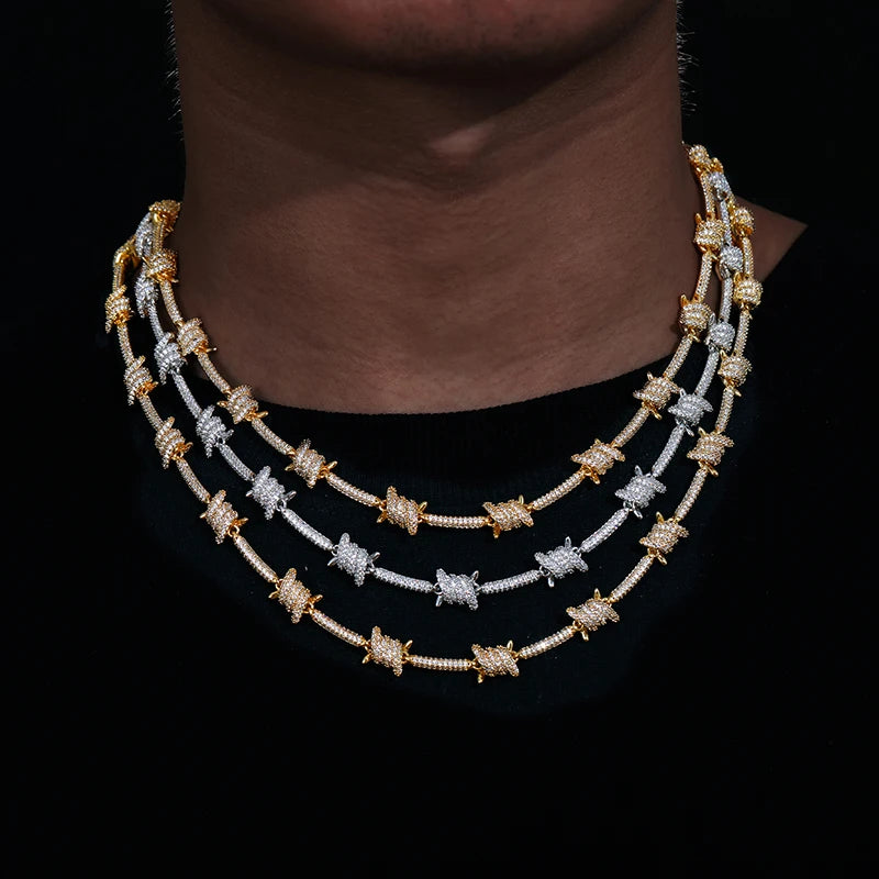 Iced Out Barbed Wire Necklace for Men, image 2